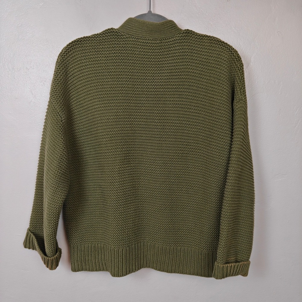Alex Mill Nico Chunky Cardigan Womens Large Faded Olive Green Sweater FLAWED - Picture 8 of 9